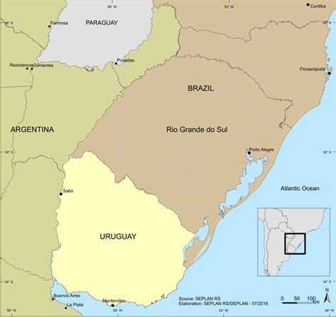 Map Of The Limits Of Brazil With Argentina And Uruguay Download