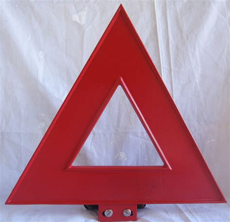 1950s Alloy Red Triangle Road Sign Complete With Roadsigns