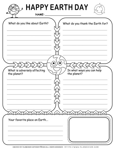 Earth Day Worksheet Write About Planet Earth Planerium