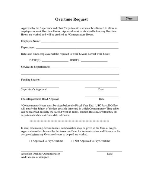 Overtime Request Form Fill Out Sign Online And Download Pdf