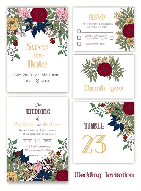 Wedding Invitation Save The Date Rsvp Card Thank You Card 355859 Vector Art At Vecteezy