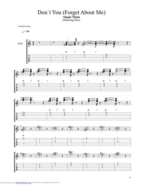 Dont You Forget About Me Guitar Pro Tab By Simple Minds