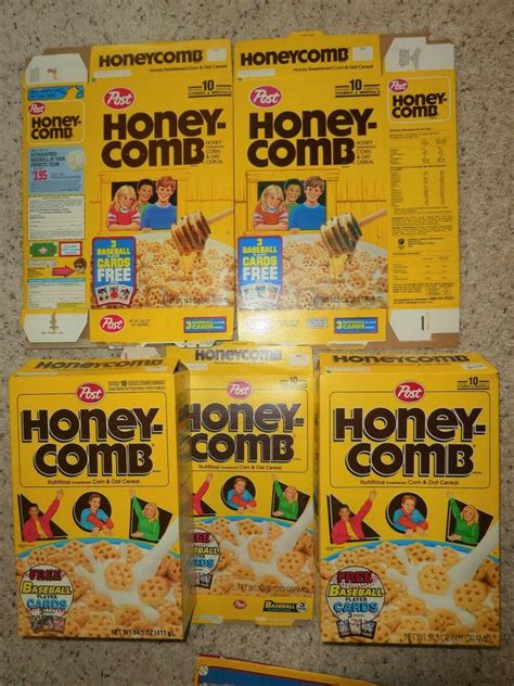 Honeycomb Cereal Box 5 Boxes 1990 1991 1993 Flat 1993 And 1994 Baseball