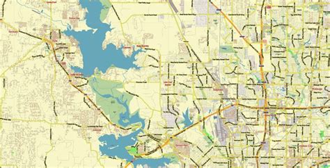Fort Worth Texas Us Pdf Vector Map Metro Area City Plan Low Detailed
