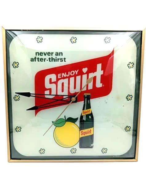 VINTAGE SQUIRT PAM Clock Light Up Never An After Thirst Squirt Soda Pop Tested PicClick
