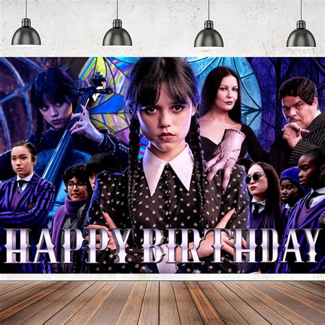 Buy 5x3FT Wednesday Happy Birthday Backdrop, Wednesday Party