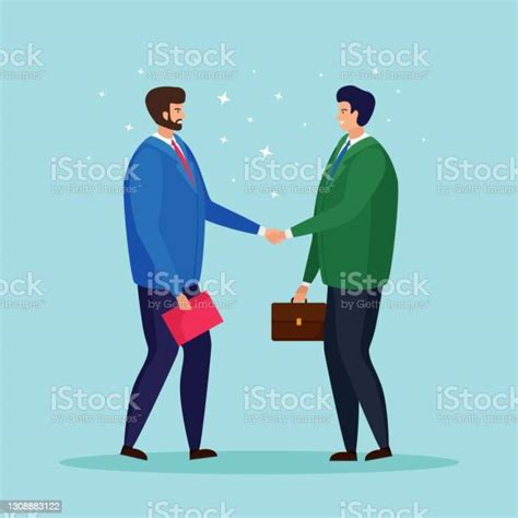 Friendly People Shaking Hands Business Meeting Handshake Of Two
