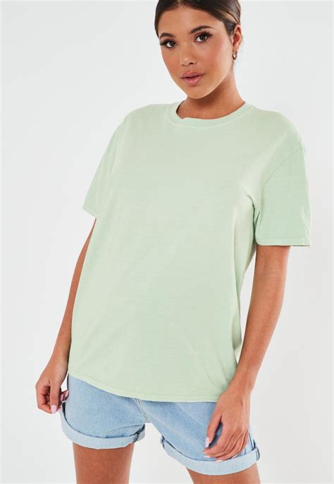 Lime Washed Basic T Shirt | Missguided