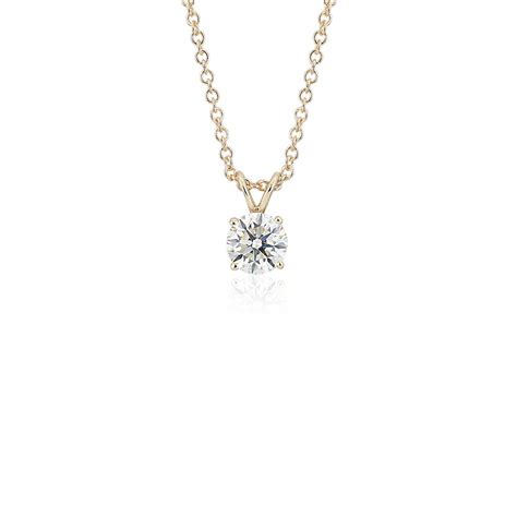 Diamond Solitaire Pendant In 14k Yellow Gold 1 Ct Tw Blue Nile