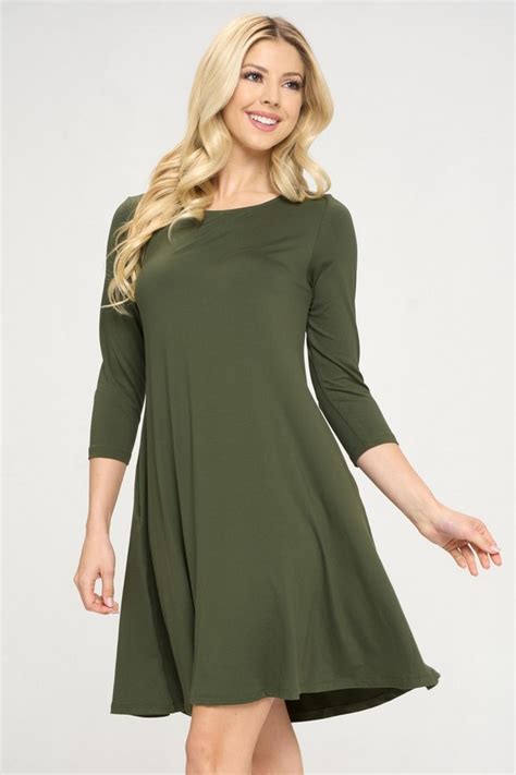 Women S Three Quarter Sleeve Swing Dress Wholesale