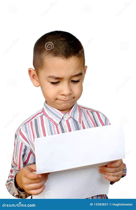 Kid Reading A Letter Stock Image Image Of Read Mixed 13383831