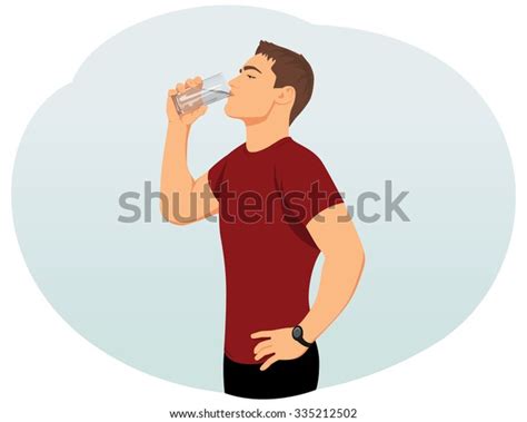 Attractive Young Man Drinking Water Glass Stock Vector Royalty Free