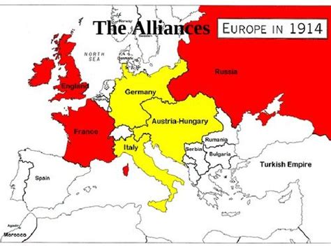 The Alliances World War World War I Europe Map