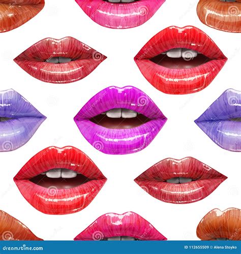 Seamless Pattern Made Of Lips Stock Vector Illustration Of Open