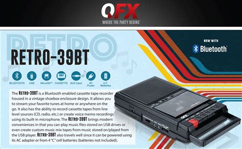 Qfx Retro 39 Shoebox Tape Recorder With Usb Player Amazonca Electronics