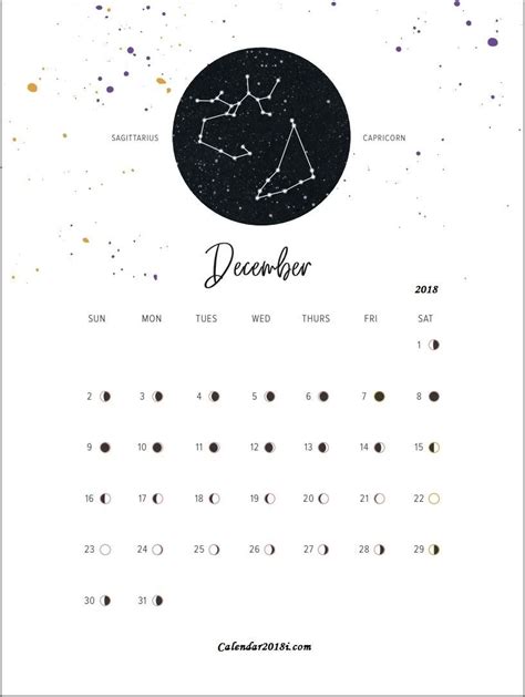 December 2018 Calendar Moon Phases Moonphasescalendar Mooncalendar