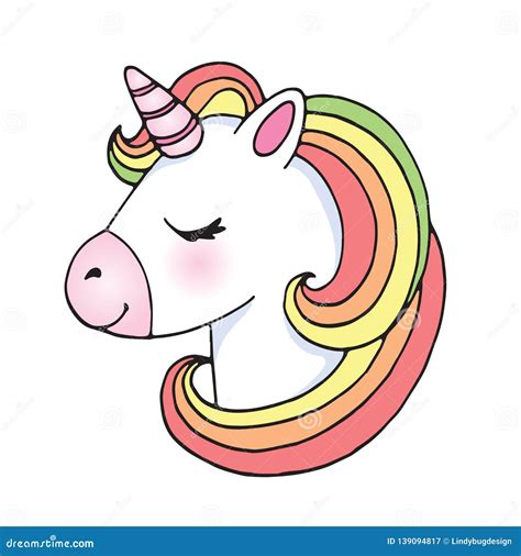 Cute Cartoon Unicorn Head Emoji Stock Illustration Illustration Of