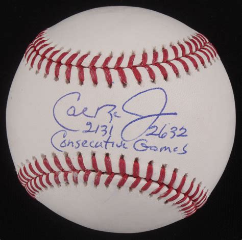Cal Ripken Jr Signed Oml Baseball Inscribed 2131 And 2632 Consecutive