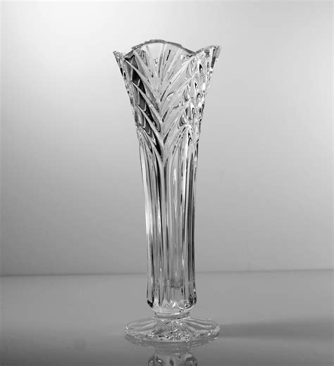 Crystal Footed Bud Vase Cut Glass Heavy Table Vase
