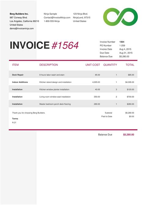 Sample Invoice Template Invoice Template Ideas