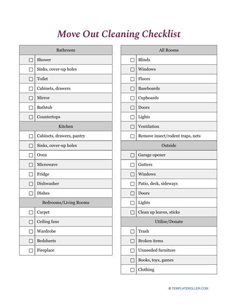 Move Out Cleaning Checklist Template Download Printable Pdf Templateroller