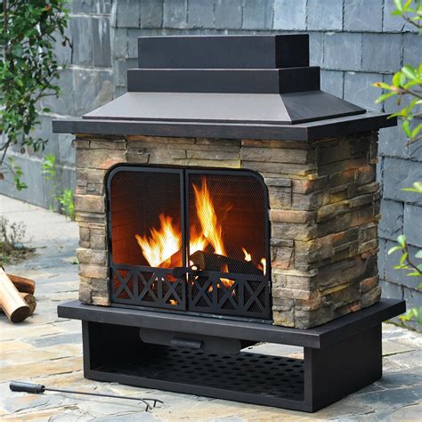 Sunjoy Felicia Steel Wood Outdoor Fireplace & Reviews | Wayfair