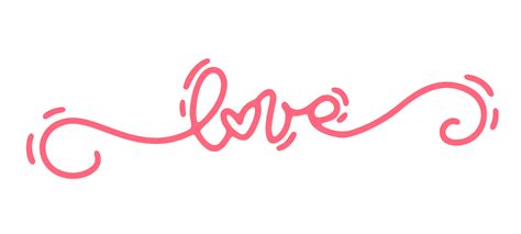 Pink Vector Monoline Calligraphy Text Love Valentines Day Hand Drawn