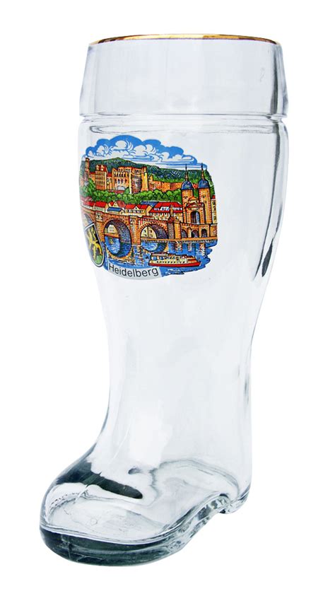 Custom Engraved Heidelberg Glass Beer Boot 1 Liter