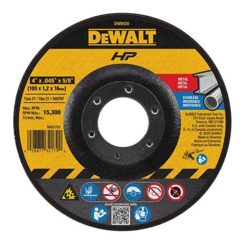 Dewalt Metal Thin Cutting Grinding Wheel 15200 Rpm Dw8420 Blains