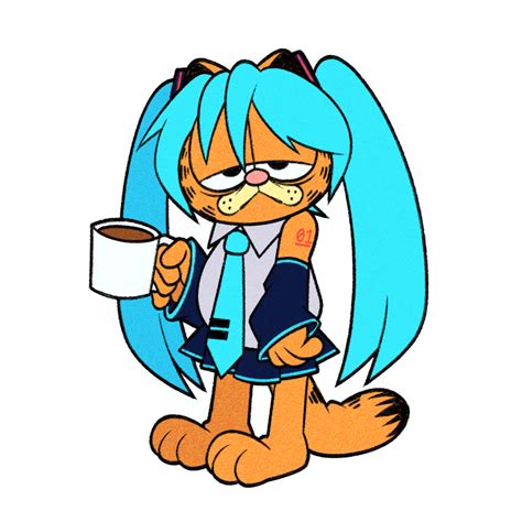 Hatsune Miku And Garfield Vocaloid And 1 More Drawn By Cryptidhermit
