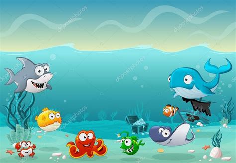 Baixar Desenho De Peixes No Fundo Do Mar — Ilustração De Stock