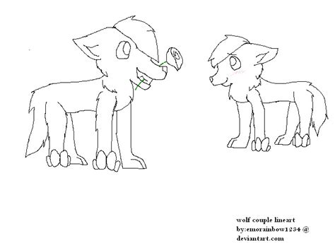 Wolf Couple Lineart By Emorainbow1234 On Deviantart