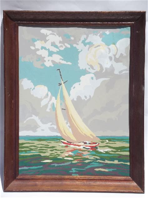 Sailboat On Lake Or Ocean Paint By Number Retro Vintage Beach Wall Art
