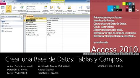 Curso Access Crear Una Base De Datos Tablas Y Campos Sesi N V Deo De Youtube