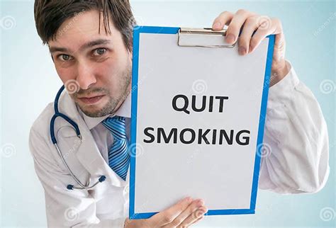 Doctor Is Giving Advice To Quit Smoking View From Top Stock Image
