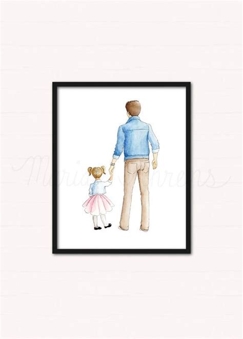 Customizable Father Daughter Fashion Illustration Print Etsy