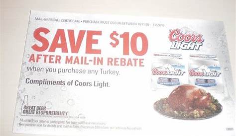 $10 Mail-in-Rebate Good on Any Turkey Purchase from Coors Light (No