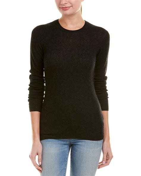 Vince Ribbed Cashmere Crew Sweater In Black Lyst