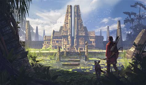 Artstation Ancient Temple Hakob Minasian Fantasy Landscape