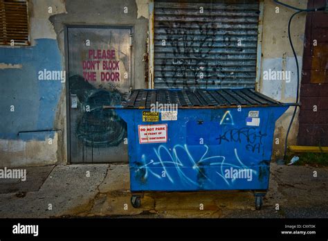 Trash Dumpster In City Alley Philadelphia Usa Stock Photo Alamy
