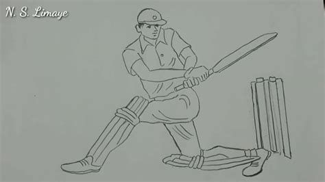 How To Draw Boy Playing Cricket Shot Step By Step In Easy Way For