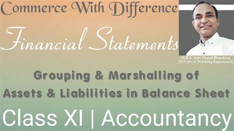 Grouping And Marshalling Of Assets And Liabilities In Balance Sheet