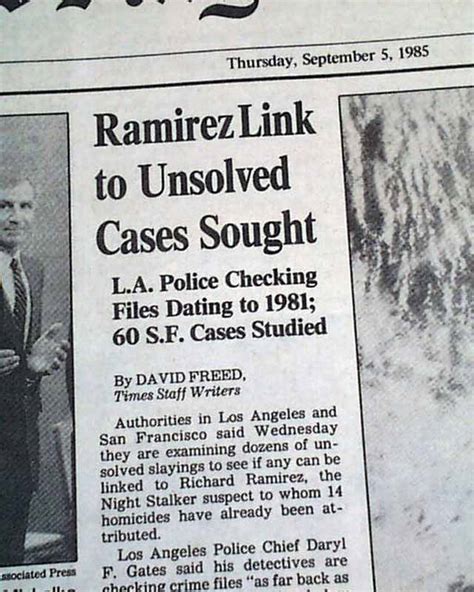 Richard Ramirez The Night Stalker In A Los Angeles Newspaper