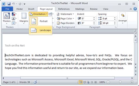 MS Word 2010: Change the page orientation to landscape Here you may to know how to type in landscape in word.