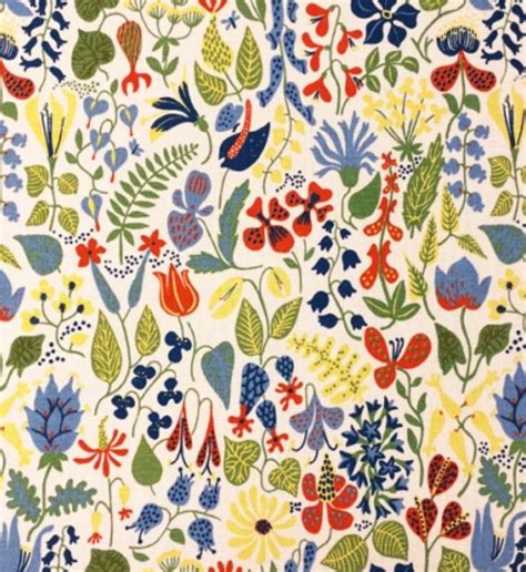 Swedish 50s Textile Stig Lindberg Herbarium Vintage Fabric Mid Etsy