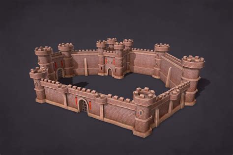 3d Model Medieval Castle Walls Constructor Vr Ar Low Poly Cgtrader