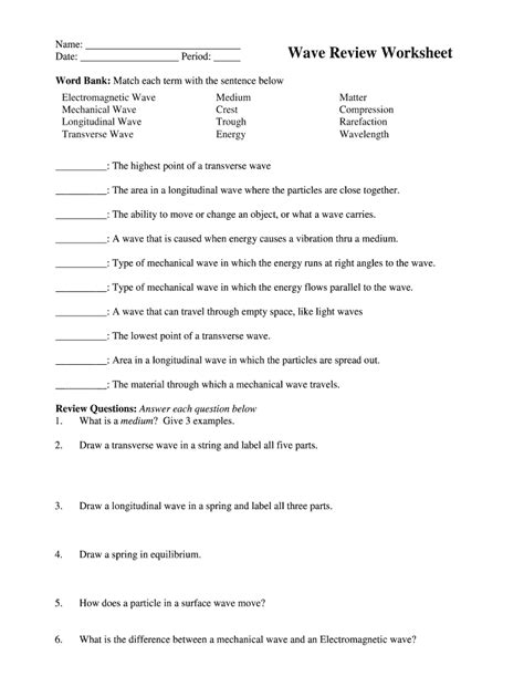 Wave Review Worksheet Answer Key Pdf Fill Out Sign Online Dochub