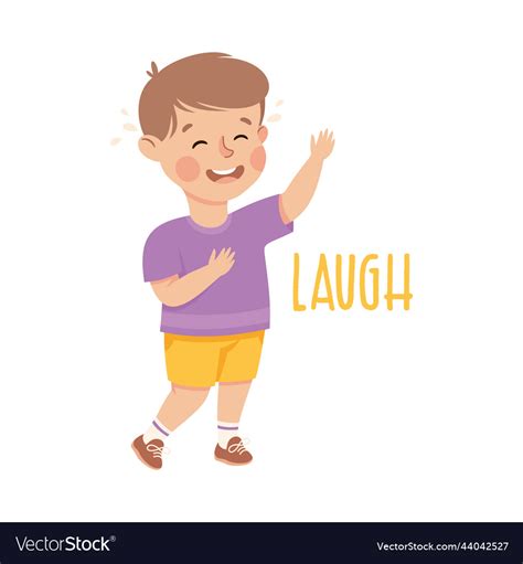Little Boy Laughing Demonstrating Vocabulary Vector Image