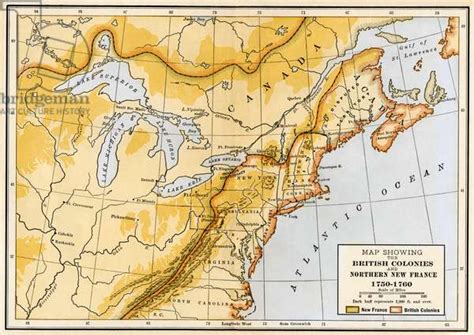 Seven Years War 1756 To 1763 Map Showing The English Colonies And