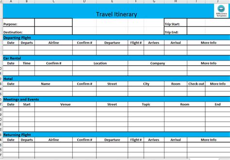Free Business Travel Itinerary Template Templates At